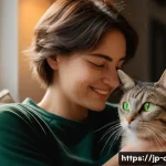 웹툰 속 동물 캐릭터 - **A heartwarming scene of comfort and empathy:**
    A fluffy, domestic short-haired cat with large,...