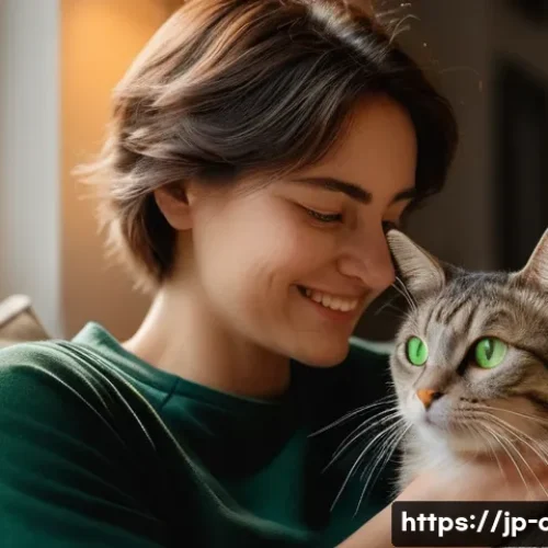 웹툰 속 동물 캐릭터 - **A heartwarming scene of comfort and empathy:**
    A fluffy, domestic short-haired cat with large,...